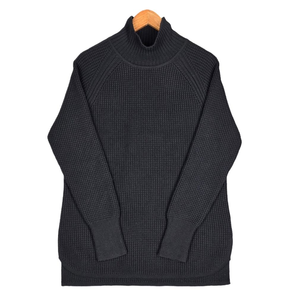 BANANA REPUBLIC WOMEN’S WAFFLE MOCK‑NECK TUNIC SWEATER – BLACK – SIZE XL